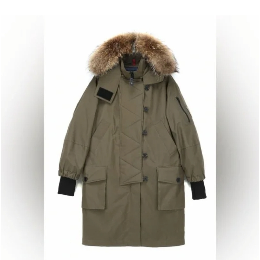 Front Row Women's Khaki Parka with Faux Fur Trim